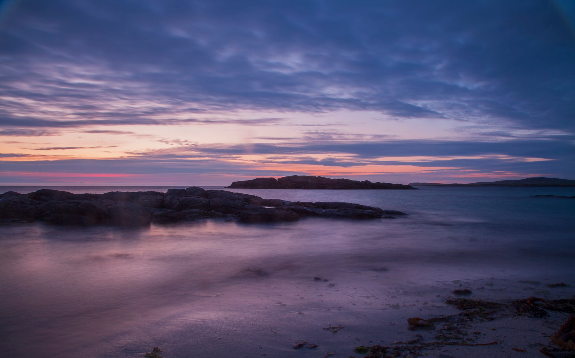 Hebridean landscape of the sea and the sky after sunset