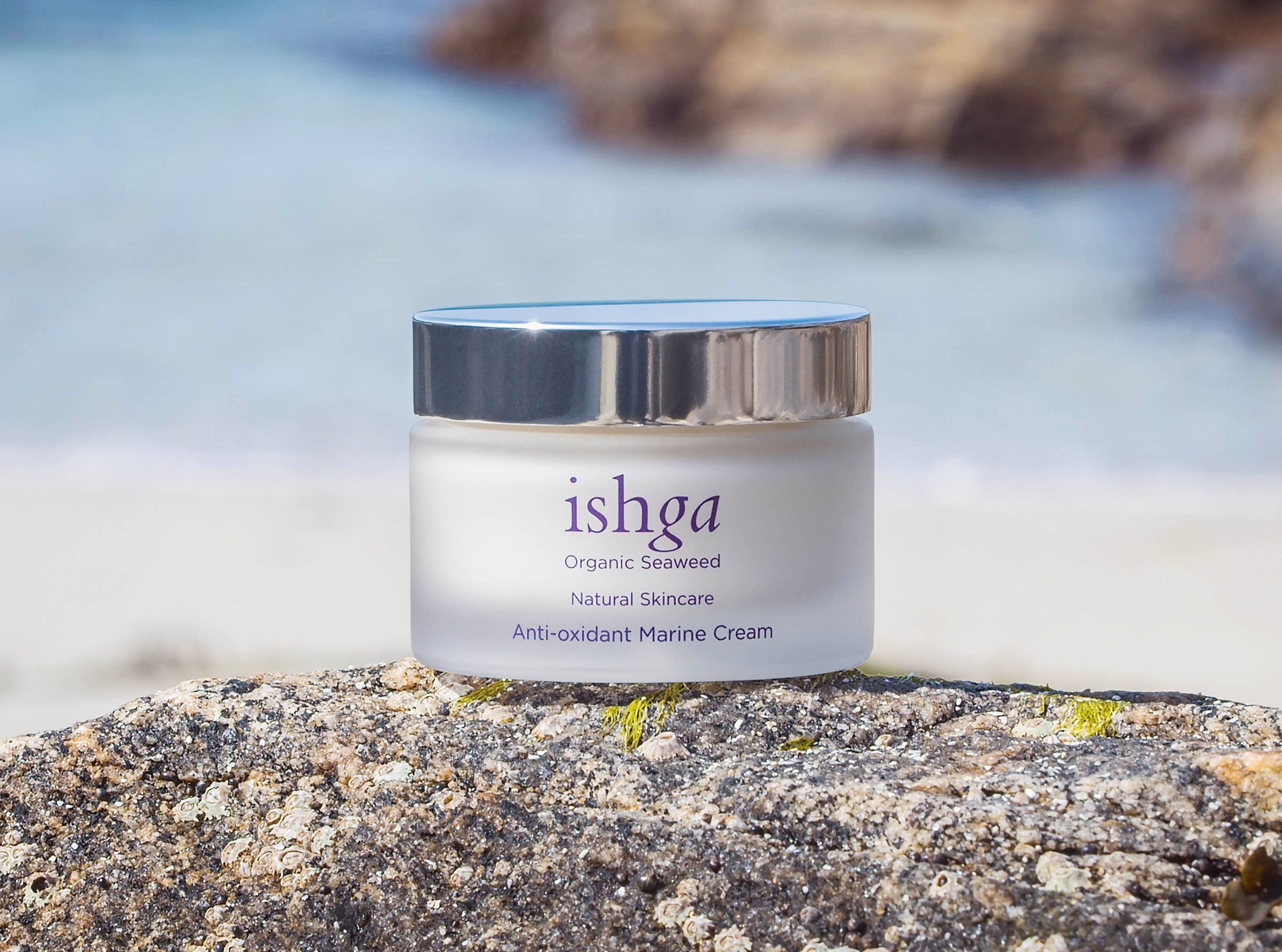marine cream jar skincare on rock