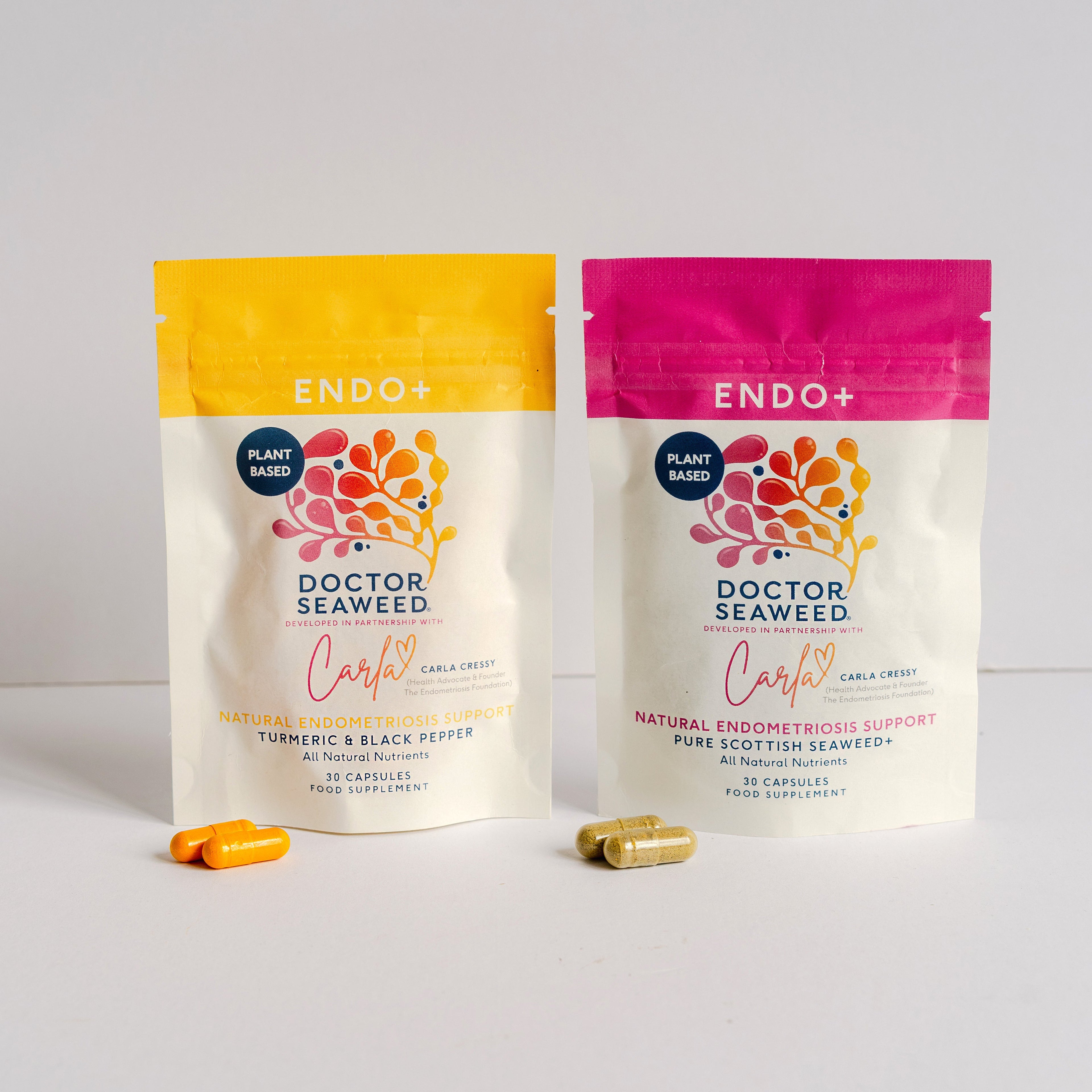 Two packages of Doctor Seaweed supplements on a light gray background