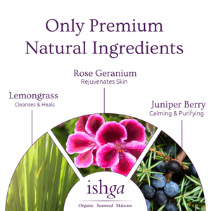 Bottle of ishga Organic Seaweed Body and Hand Wash in water
