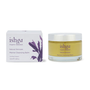Jar of ishga Marine Cleansing Balm and a sample of cleansing balm next to it
