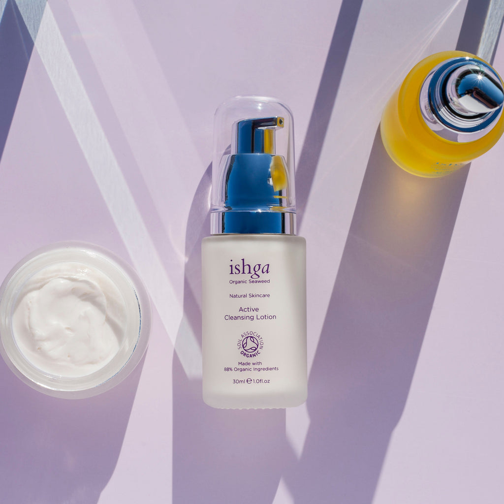 ishga 30ml Active Cleanser, made with organnic and natural ingredients, seaweed skincare