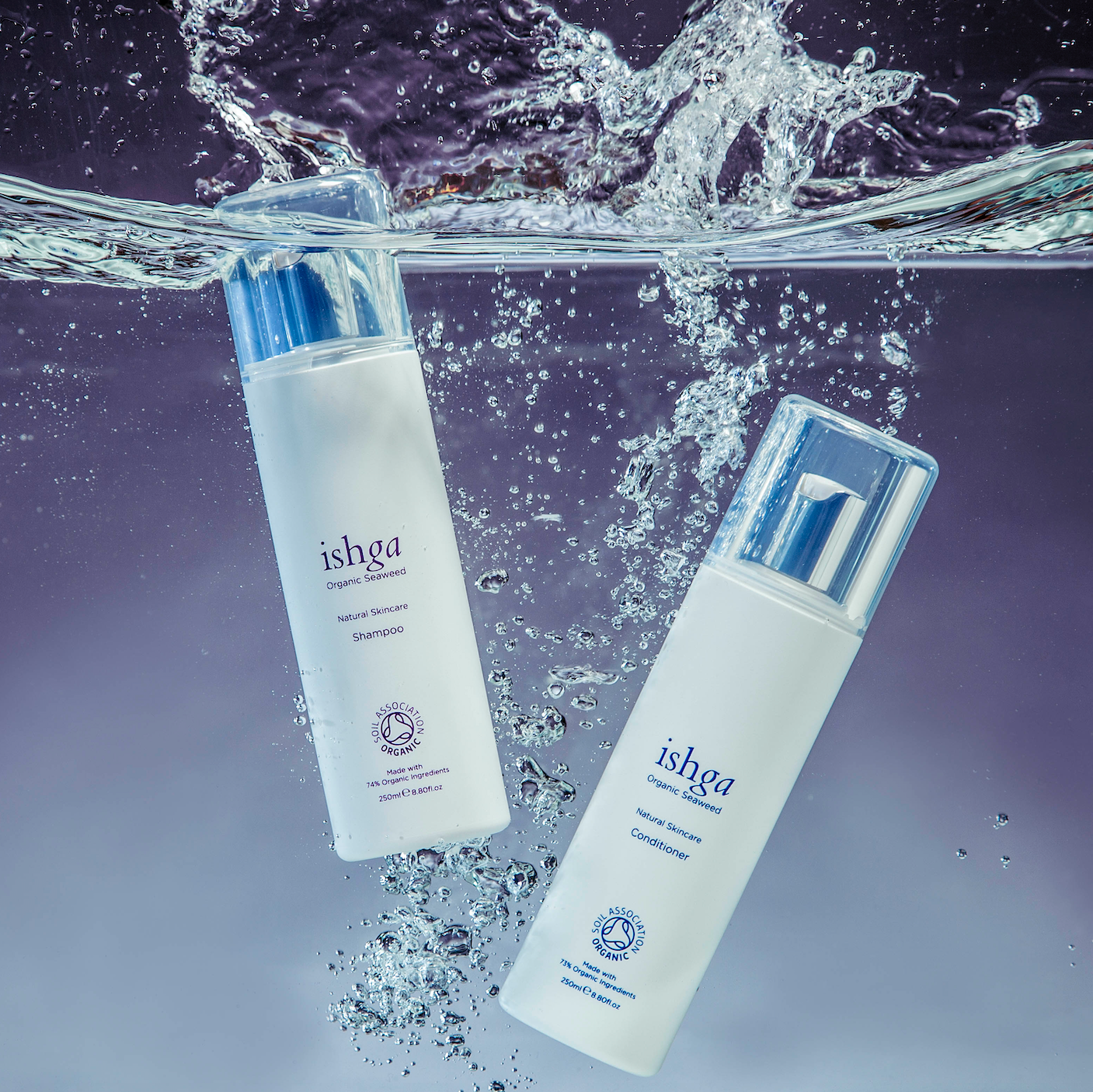 A bottle of ishga Organic Seaweed Shampoo and Conditioner