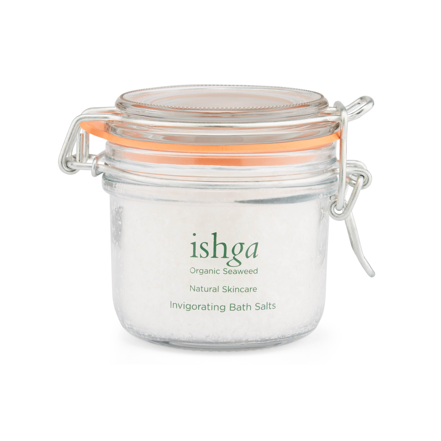 Glass jar of ishga Invigorating Bath Salts