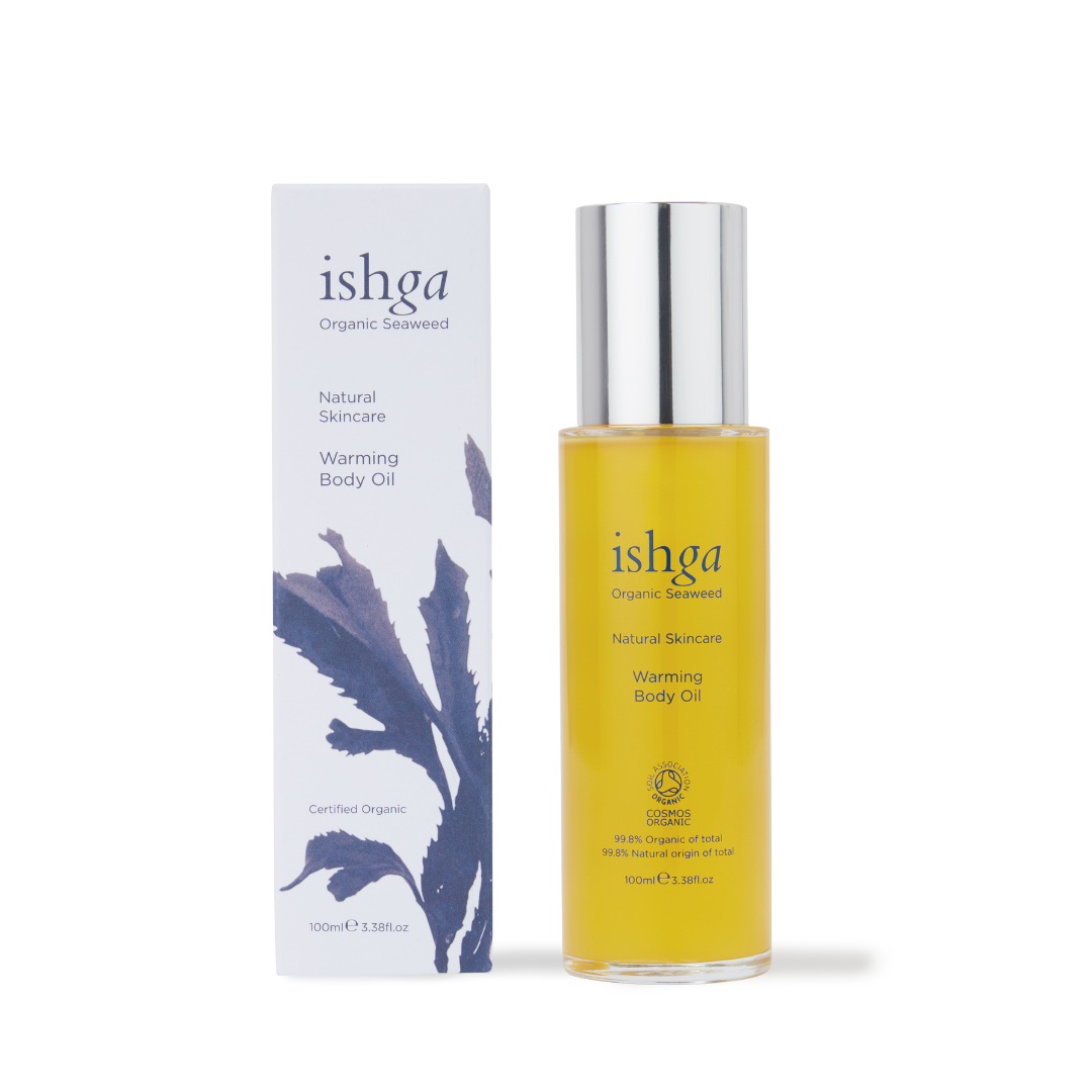 ishga Warming Body Oil bottle and box