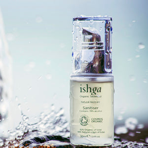 Sea Salt Scrub, Sanitiser, Hand Cream bottles. Organic and natural seaweed skincare